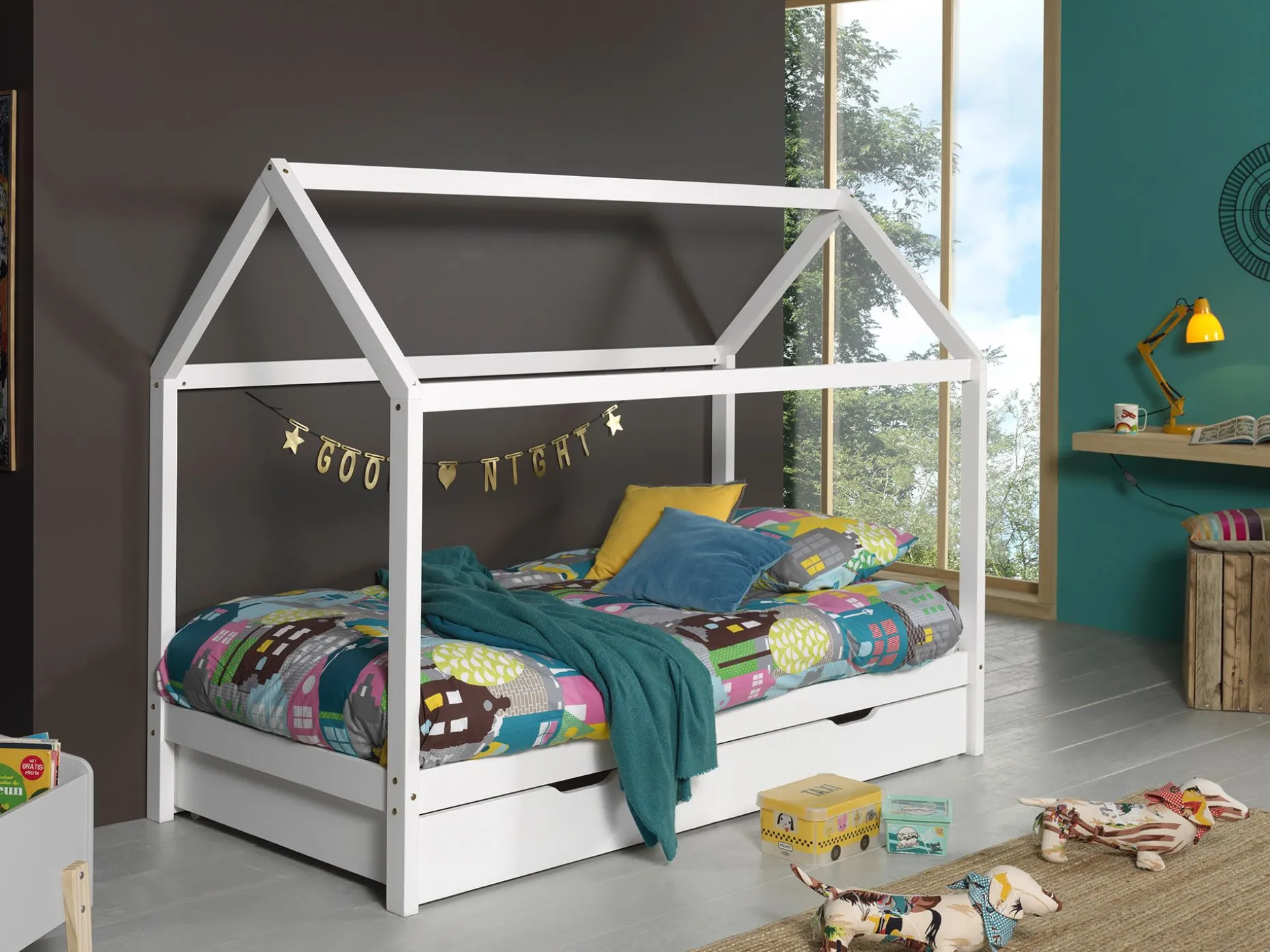 Hausbett Dallas 1 90x200 - weiß