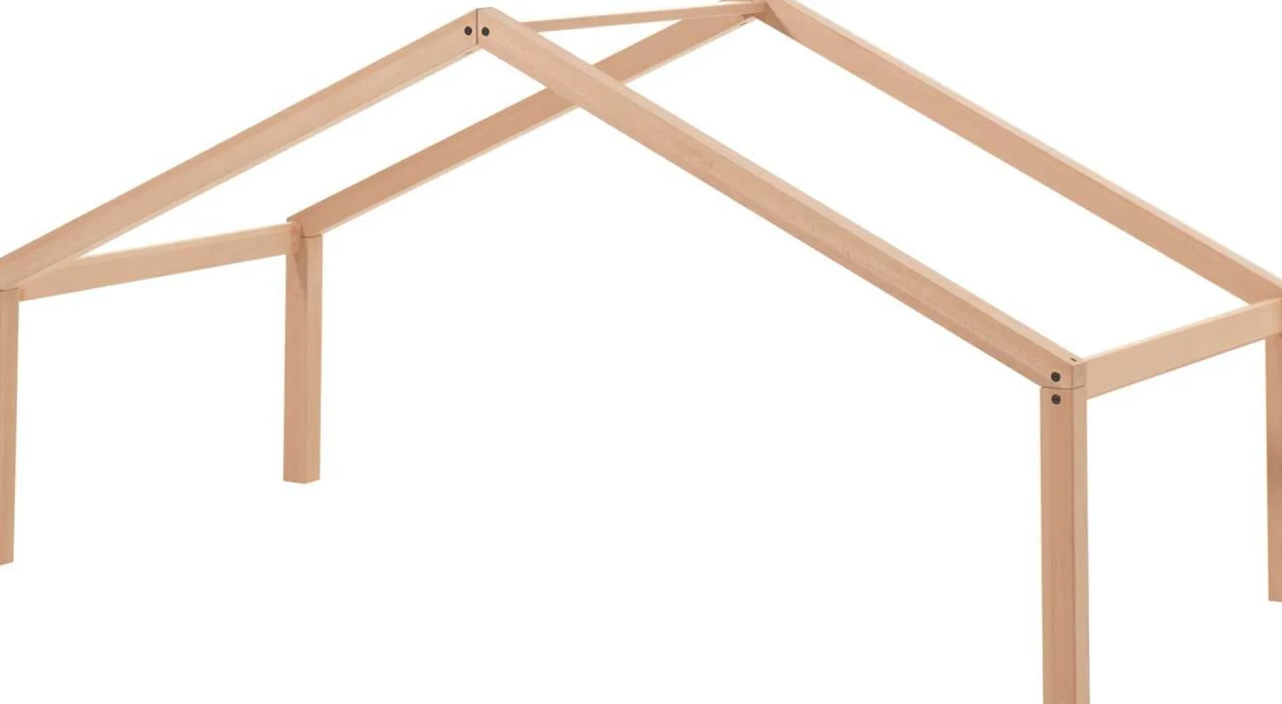 Hausbett Forrest 90x200cm mit Bettgitter und Bettkasten - Buche