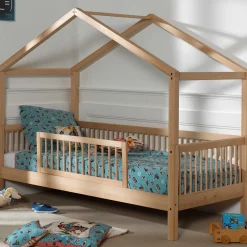 Hausbett Forrest 90x200cm mit Bettgitter - Buche