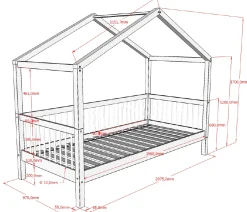 Hausbett Forrest 90x200cm mit Rollbett - Buche Massivholz