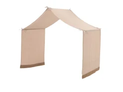 Hausbett Forrest 90x200 mit herunterklappbarem Schutzgitter und Bettzelt - Buche/Rosa