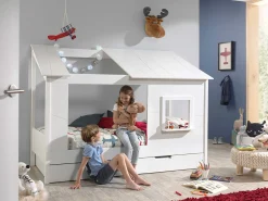 Hausbett Lio 90x200 mit Bettkasten - weiß