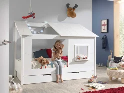 Hausbett Lio 90x200 mit Bettkasten - weiß