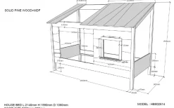Hausbett Lio 90x200 mit Vorhängen - weiß