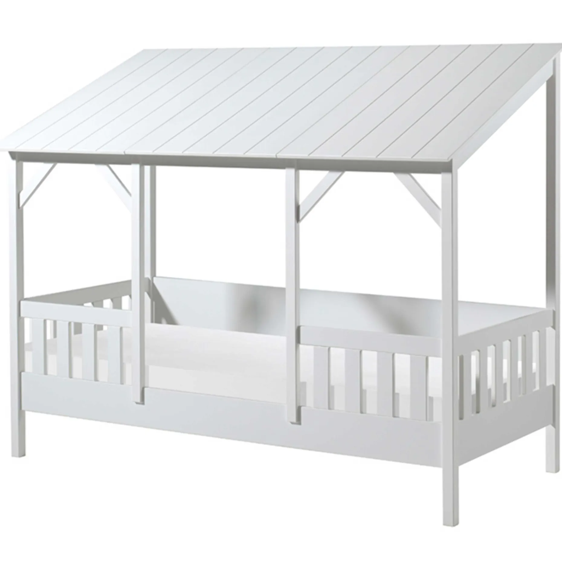 Hausbett Malia 90x200 mit Bettkasten - weißes Dach
