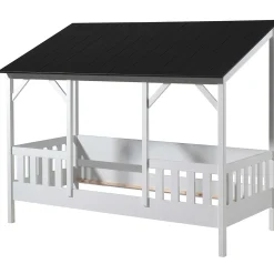 Hausbett Malia 90x200 mit Bettkasten - schwarzes Dach