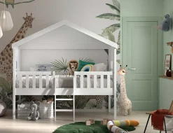Hausbett Senna mit Leiter 90x200 cm - weiß