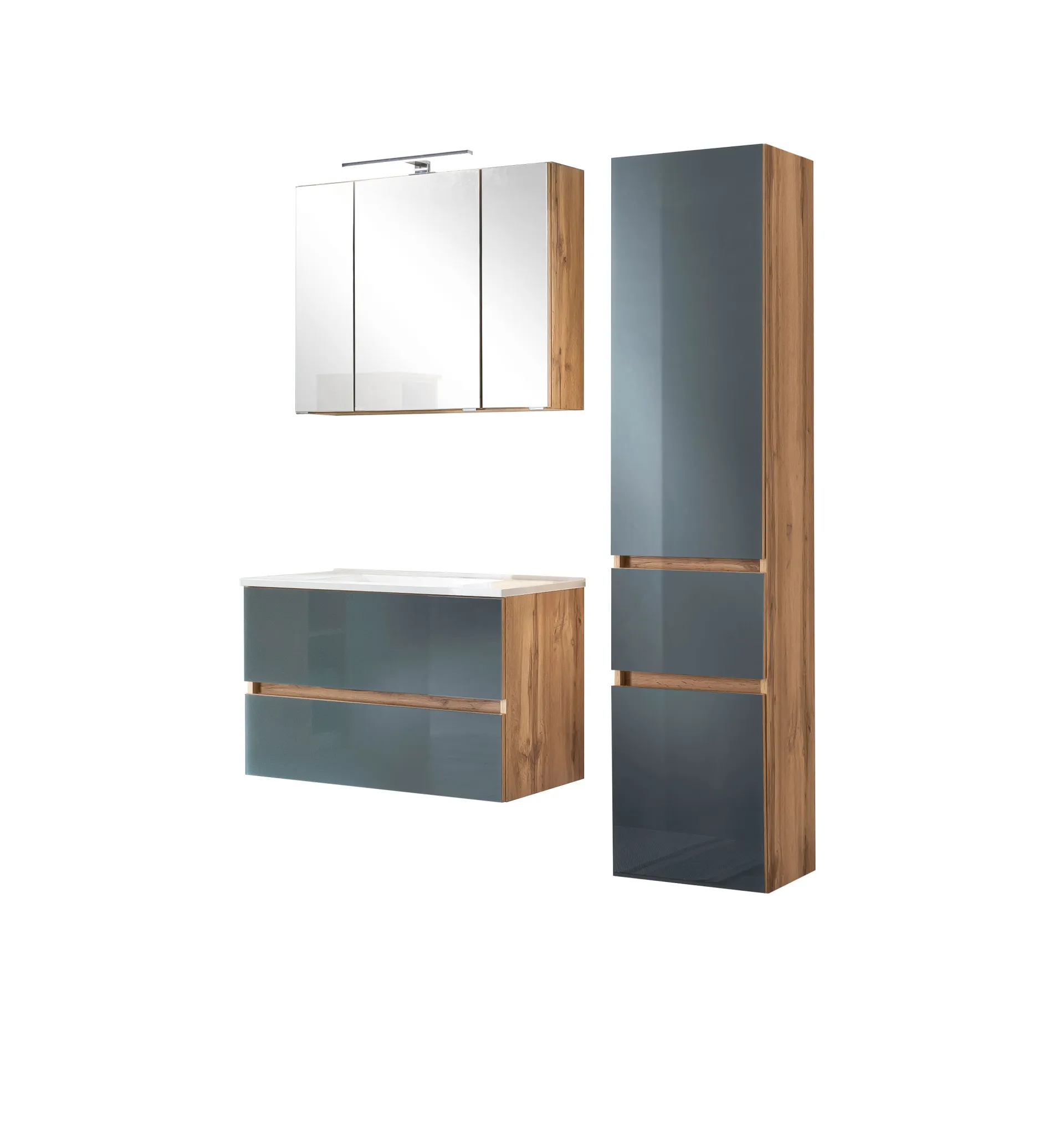 Held Helina 3 dreiteiliger Badezimmerschrank - Eiche/Grau