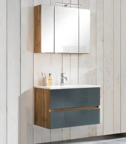 Held Helina 1 2-teiliger Badezimmerschrank - Eiche/Grau