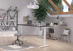 Germania Hermoso Sitz-Steh-Tisch | 180 x 80 x 72-120 cm | Elektrisch verstellbar | Schwarz-weißes Design