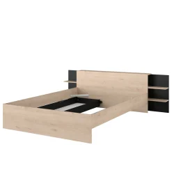 Heron Doppelbett 140x200/190cm mit Schublade - Eiche Dekor/schwarz
