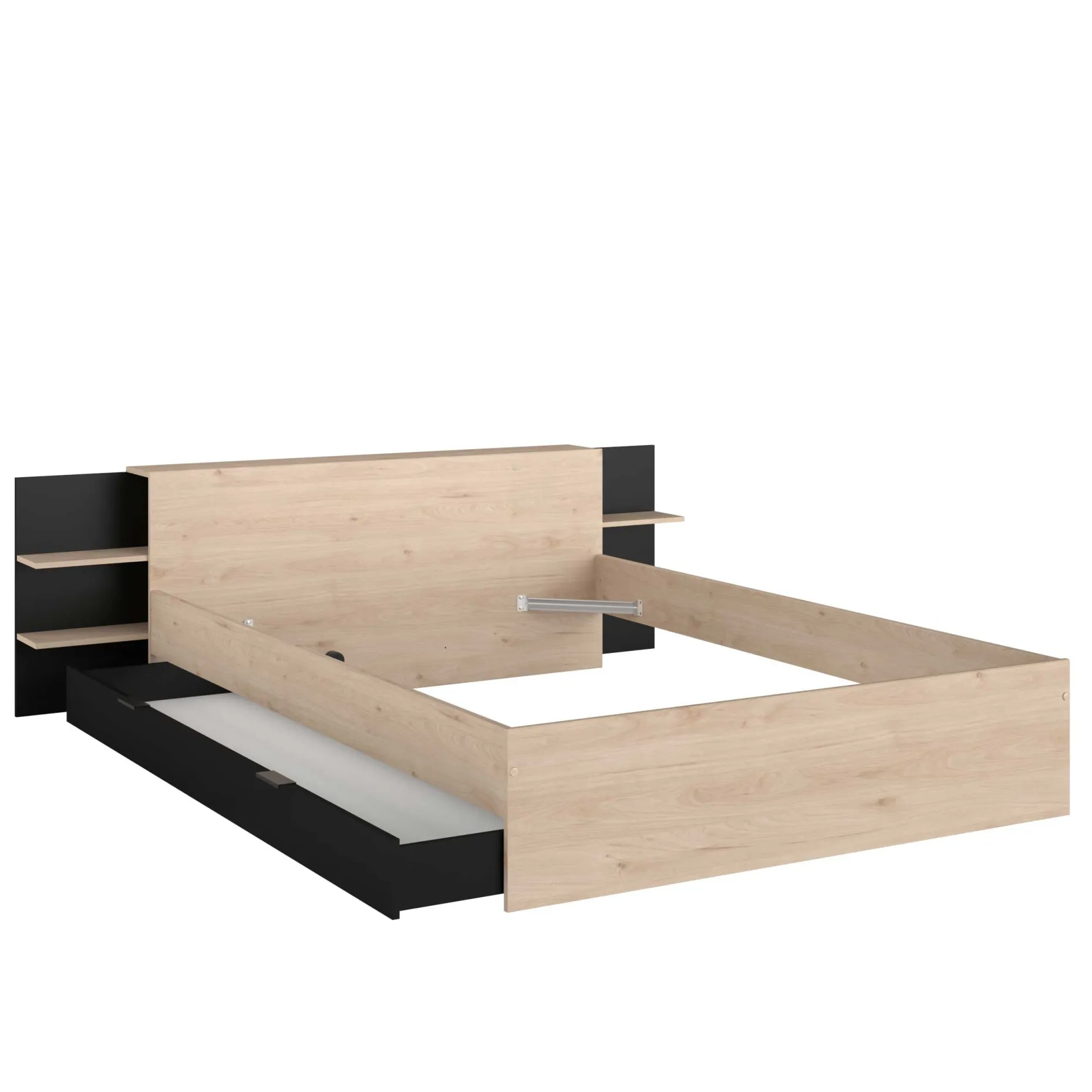 Heron Doppelbett 140x200/190cm mit Schublade - Eiche Dekor/schwarz
