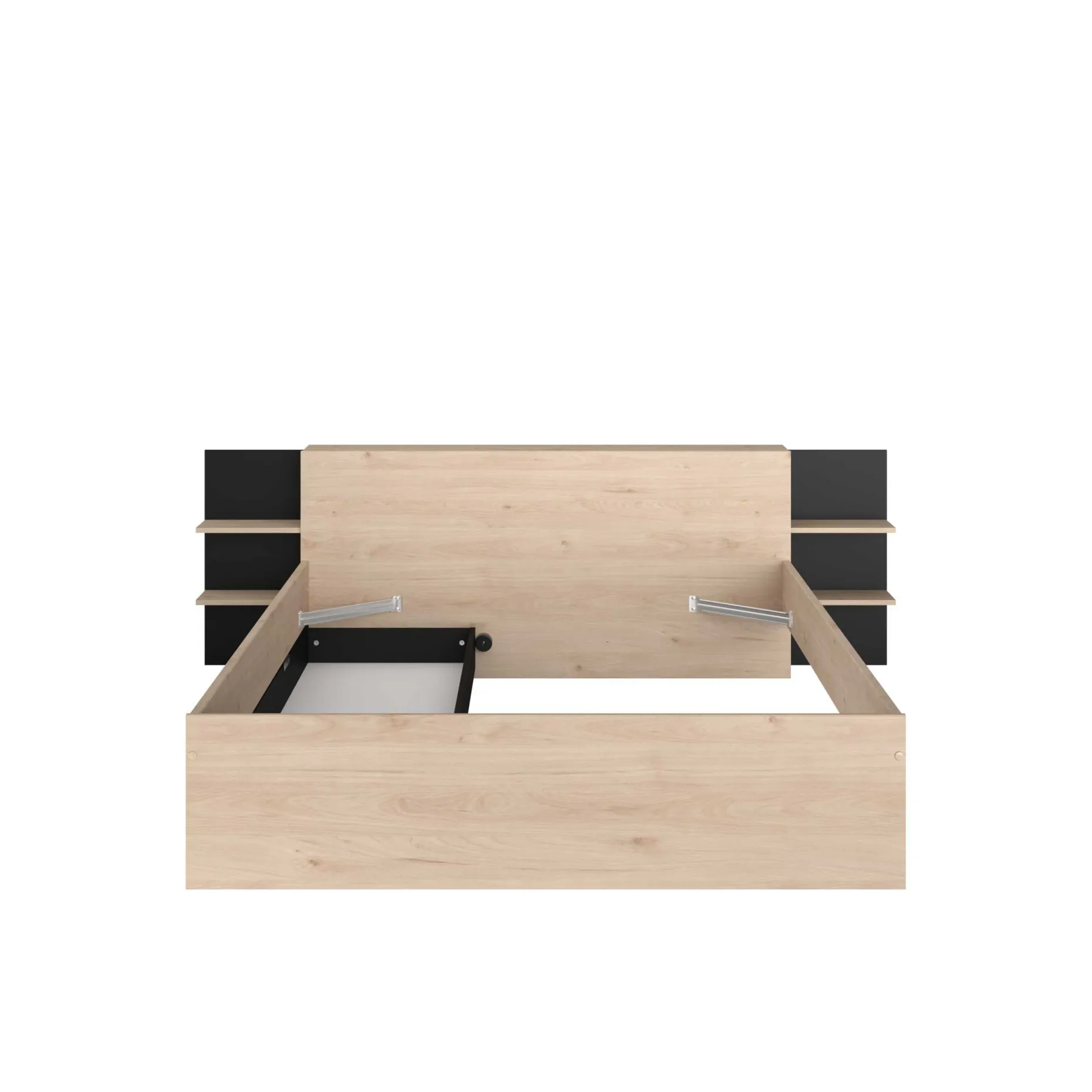 Heron Doppelbett 140x200/190cm mit Schublade - Eiche Dekor/schwarz