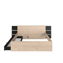 Heron Doppelbett 140x200/190cm mit Schublade - Eiche Dekor/schwarz