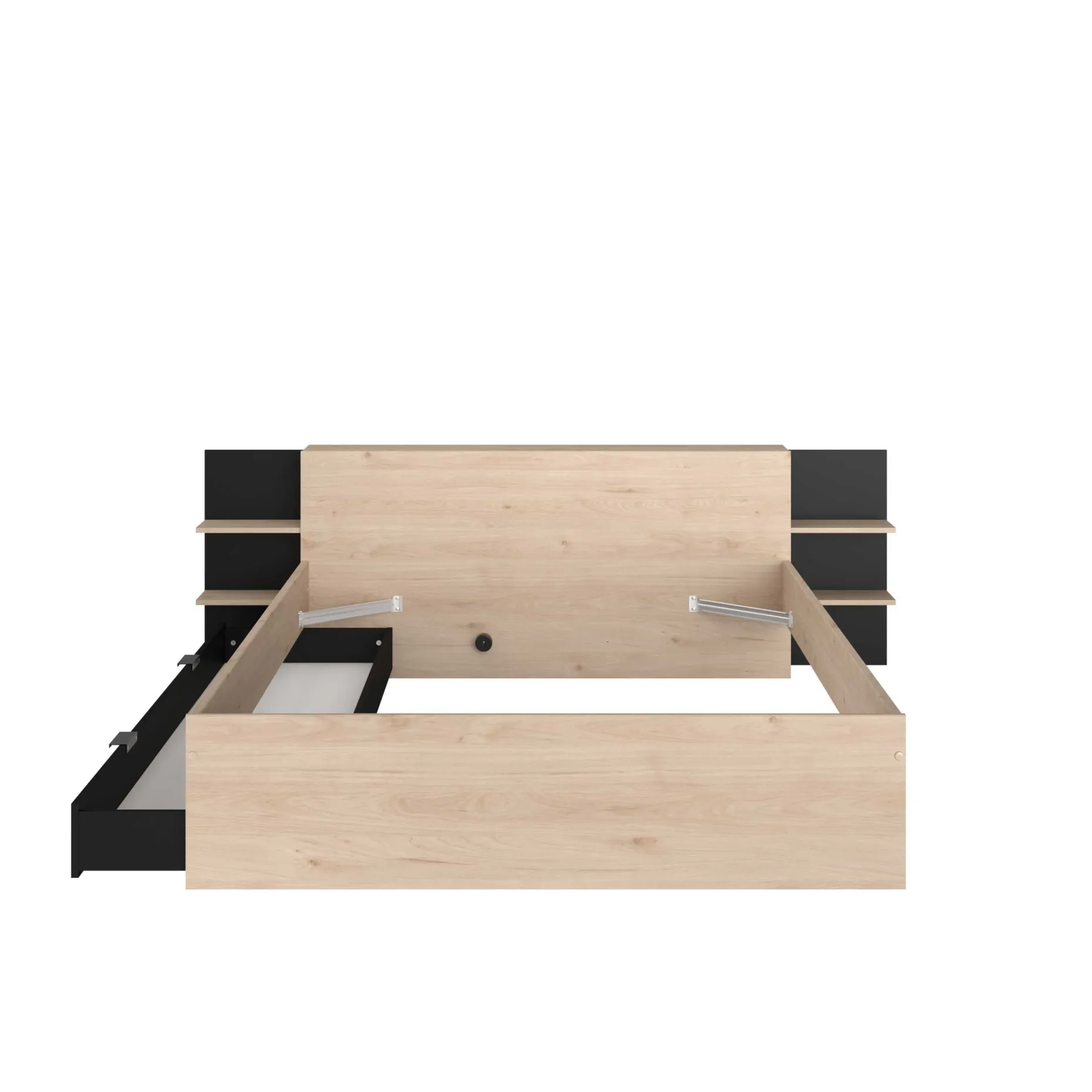 Heron Doppelbett 140x200/190cm mit Schublade - Eiche Dekor/schwarz