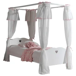 Himmelbett Amori 90x200cm (inkl. Lattenrost) mit Bettkasten und Voile-weiß