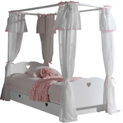 Himmelbett Amori 90x200cm mit Bettkasten und Voile - weiß