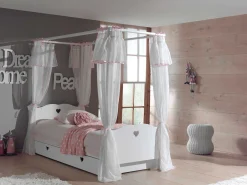 Himmelbett Amori 90x200cm mit Bettkasten und Voile - weiß