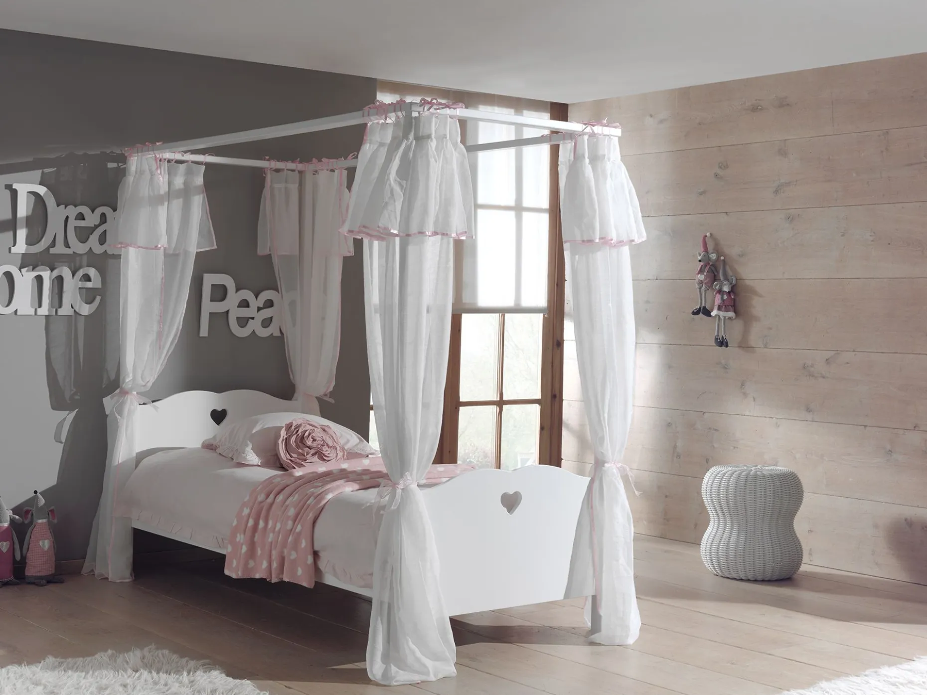 Himmelbett Amori 90x200cm mit Voile - weiß