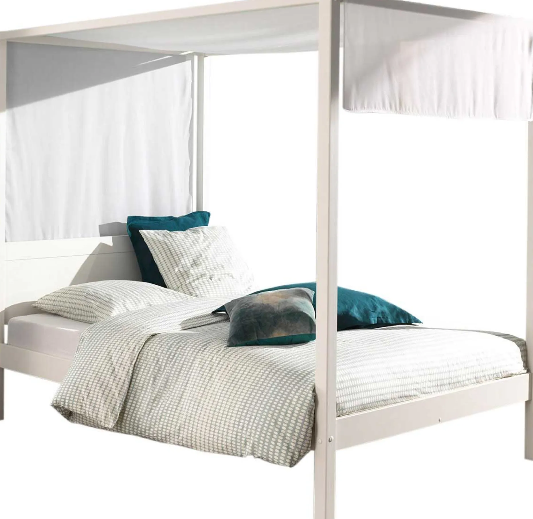Himmelbett Charlotte 140x200 mit Voile - weiß