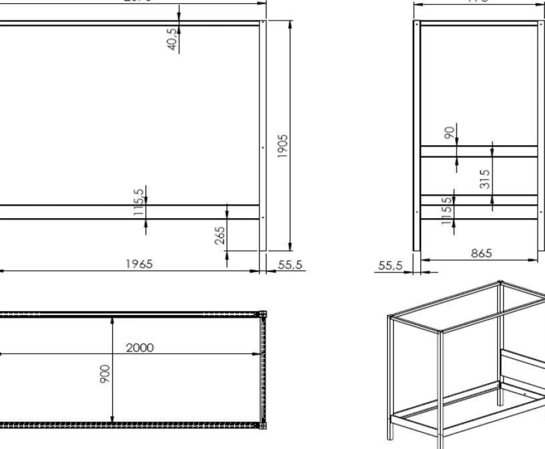 Himmelbett Charlotte 90x200 - weiß