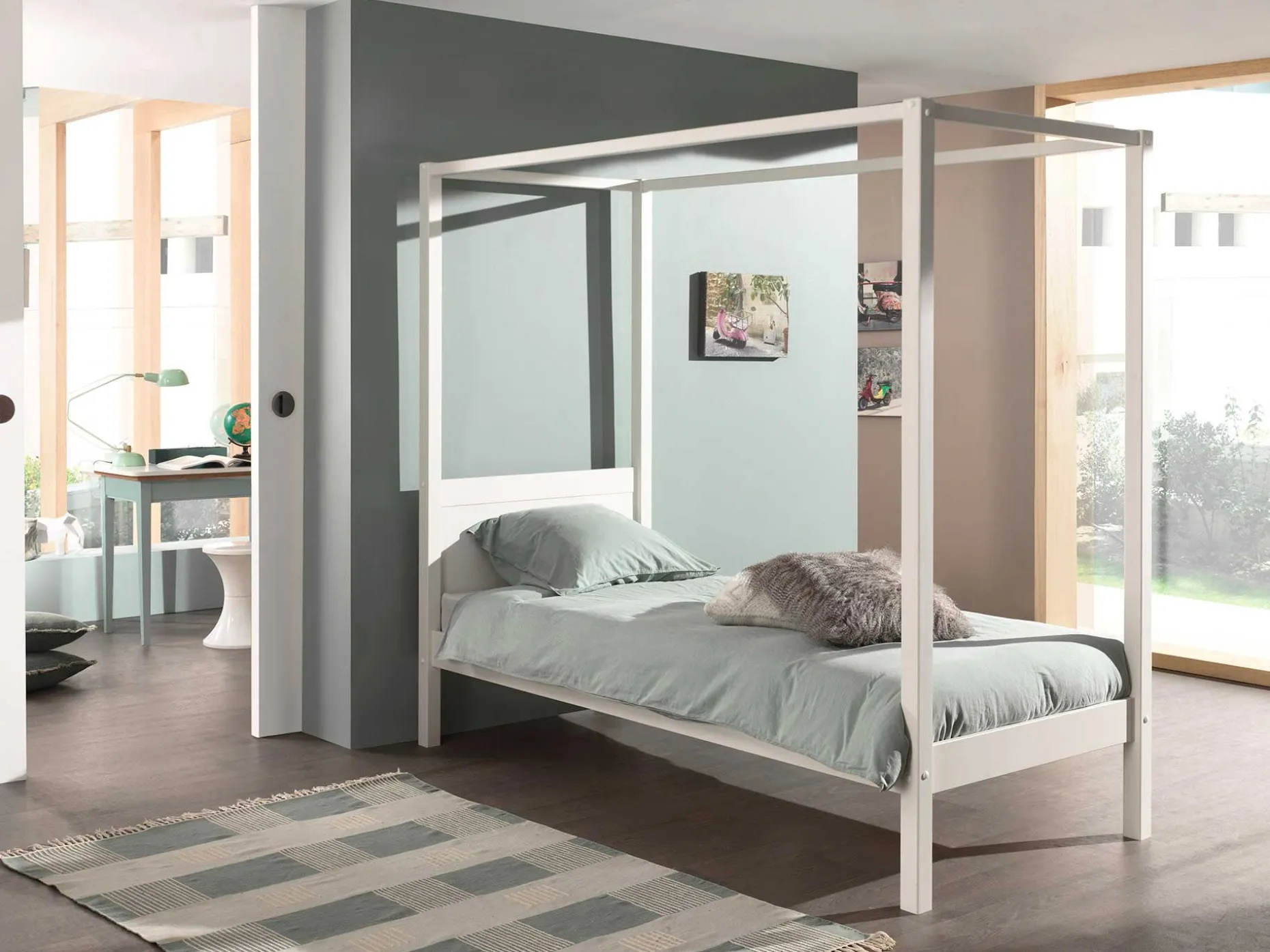 Himmelbett Charlotte 90x200 - weiß