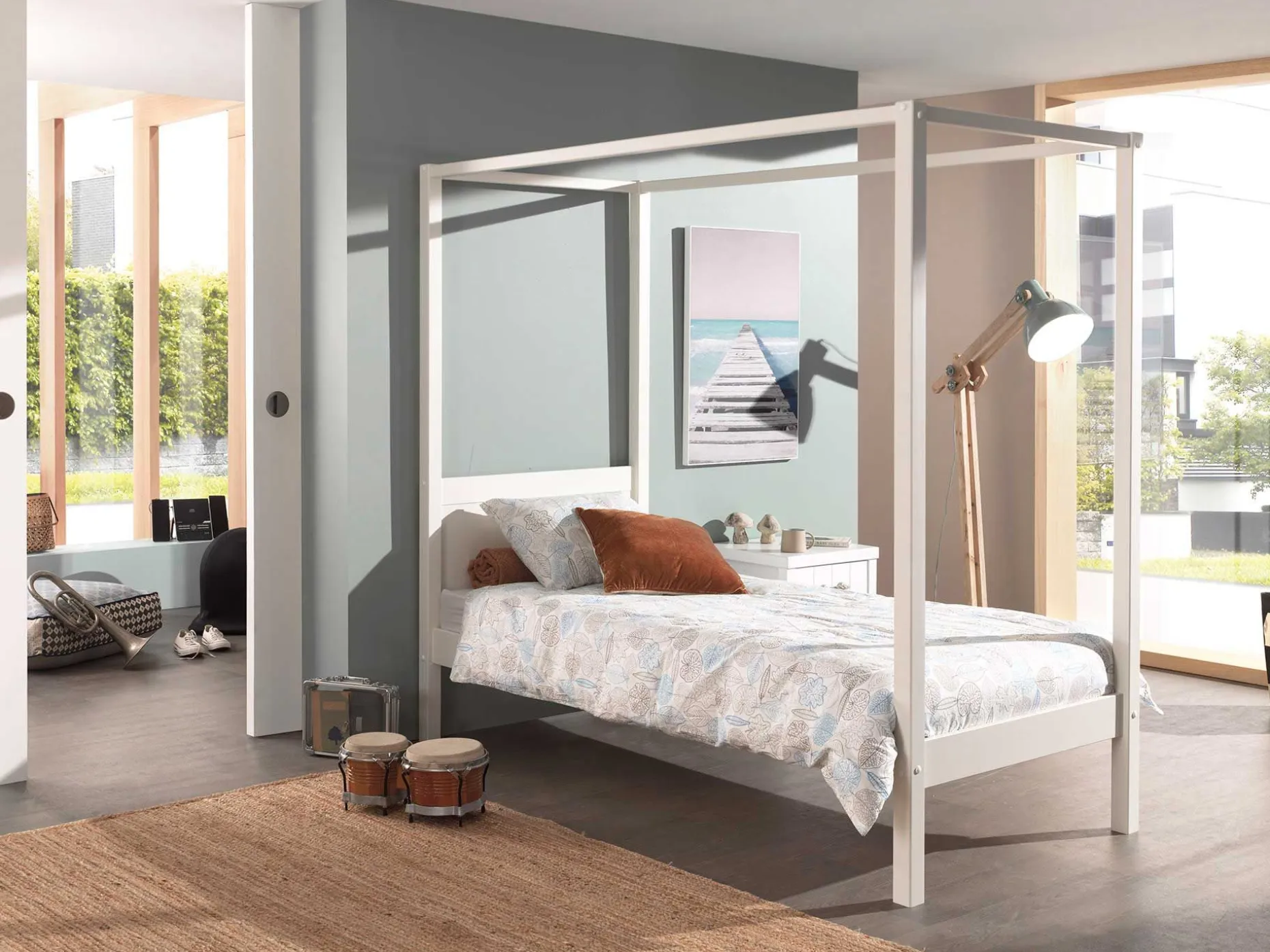 Himmelbett Charlotte 90x200 - weiß