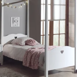 Kinder Vipack Himmelbett 90x200 cm und Nachttisch Amori-