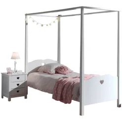 Kinder Vipack Himmelbett 90x200 cm und Nachttisch Amori-