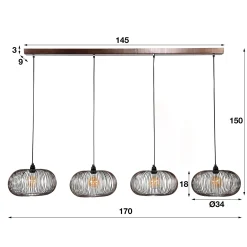 Emob Hängelampe Chisa 4x Ø35 - nickel