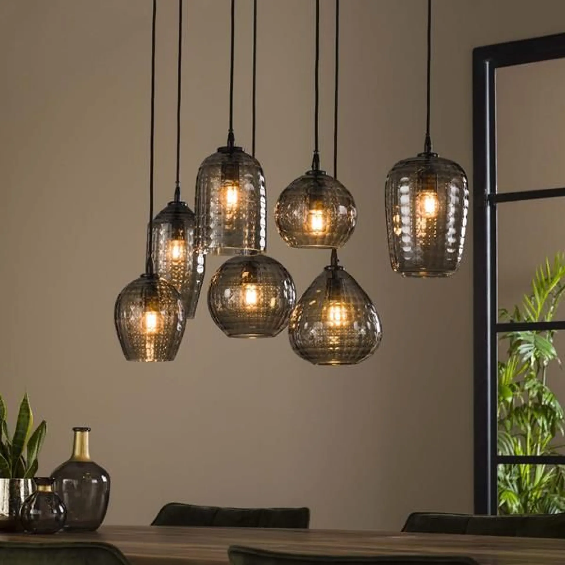 Emob Hängeleuchte Jairo 7 Lichtquellen - Rauchglas