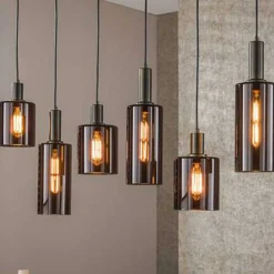 Emob Hängeleuchte Sepiora - 118x14x150cm - 6 Lampen - es Glas