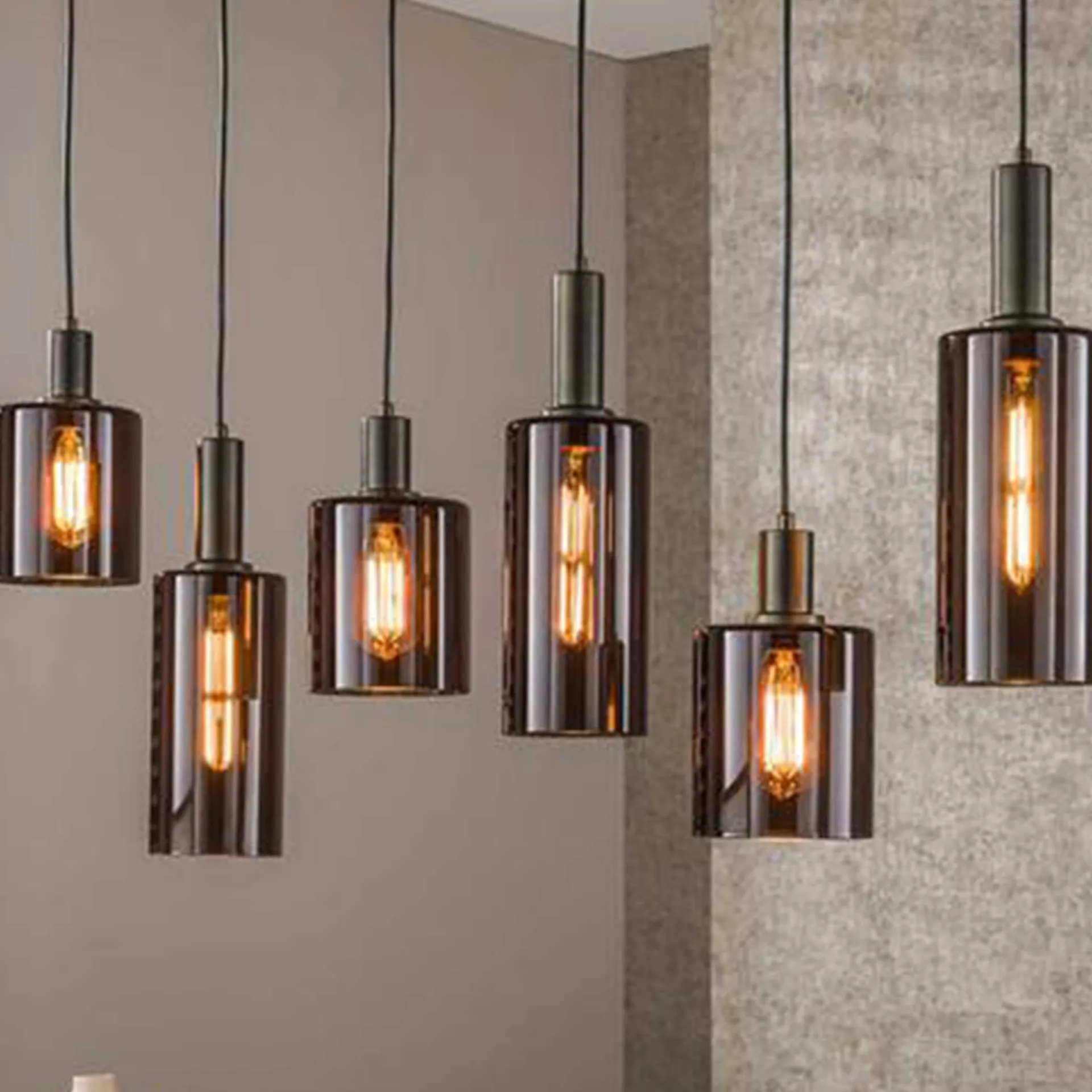 Emob Hängeleuchte Sepiora - 118x14x150cm - 6 Lampen - es Glas