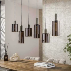 Emob Hängeleuchte Sepiora - 118x14x150cm - 6 Lampen - es Glas