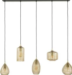 Emob Hängeleuchte Stripe - 126x20x150cm - fünf Lampen - Fumé-Glas