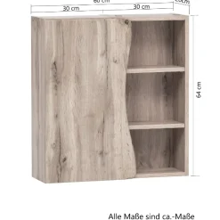 Hängeschrank Karan 60cm 1 Tür - Eiche/anthrazit