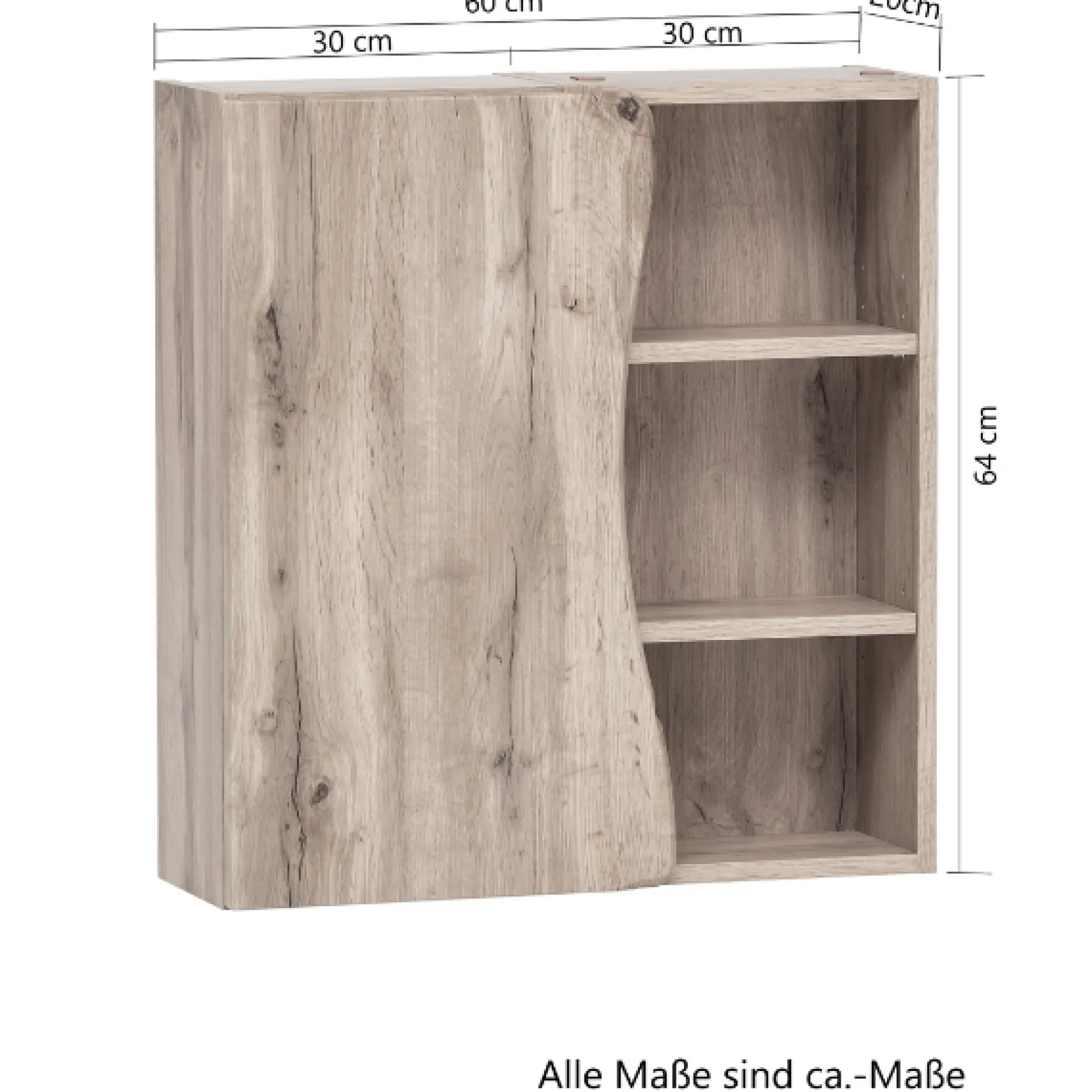 Hängeschrank Karan 60cm 1 Tür - Eiche/anthrazit