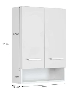 Hängeschrank Ricca 50cm 2 Türen - weiß/hellgrau