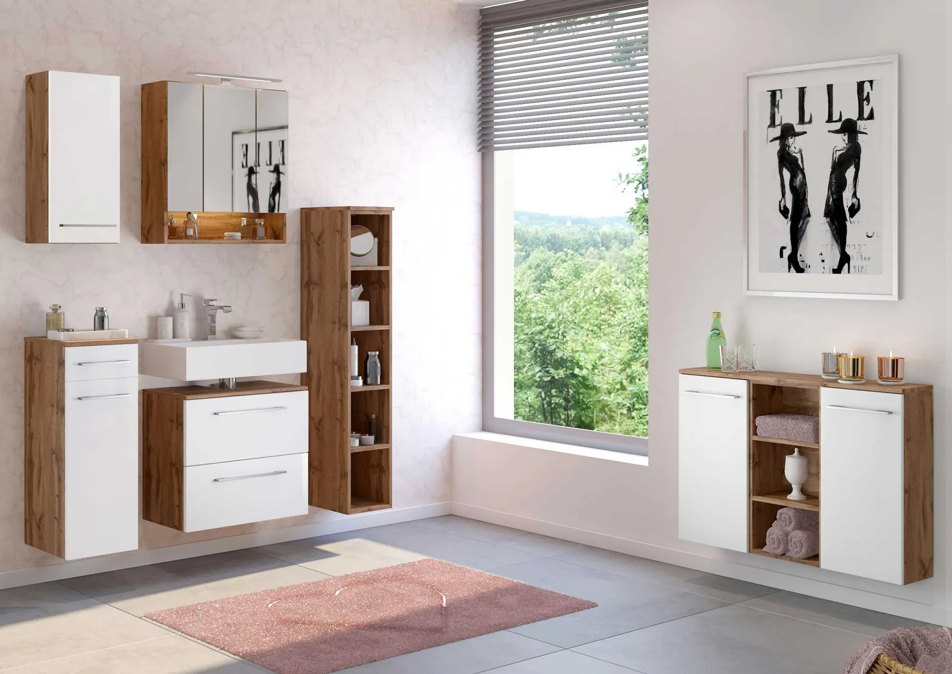 Hängeschrank Sefa 30cm 1 Tür - Eiche/Weiß