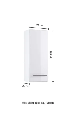 Hängeschrank Small 25cm 1 Tür - Hochglanz weiß