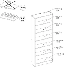 Hobby-Bücherregal 198 cm - 5 Fachböden - Eiche