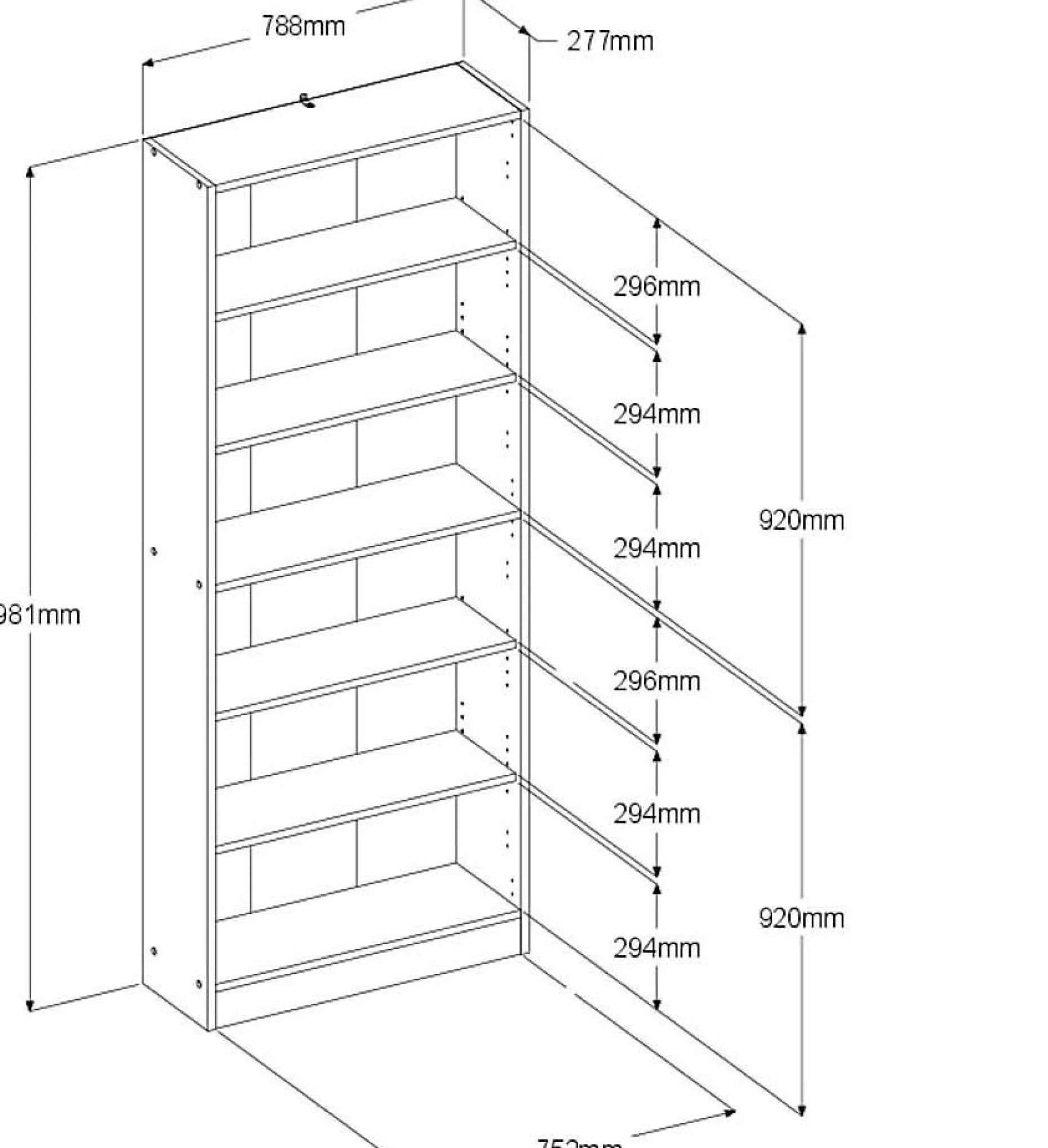 Hobby-Bücherregal 198 cm-5 Fachböden-schwarz