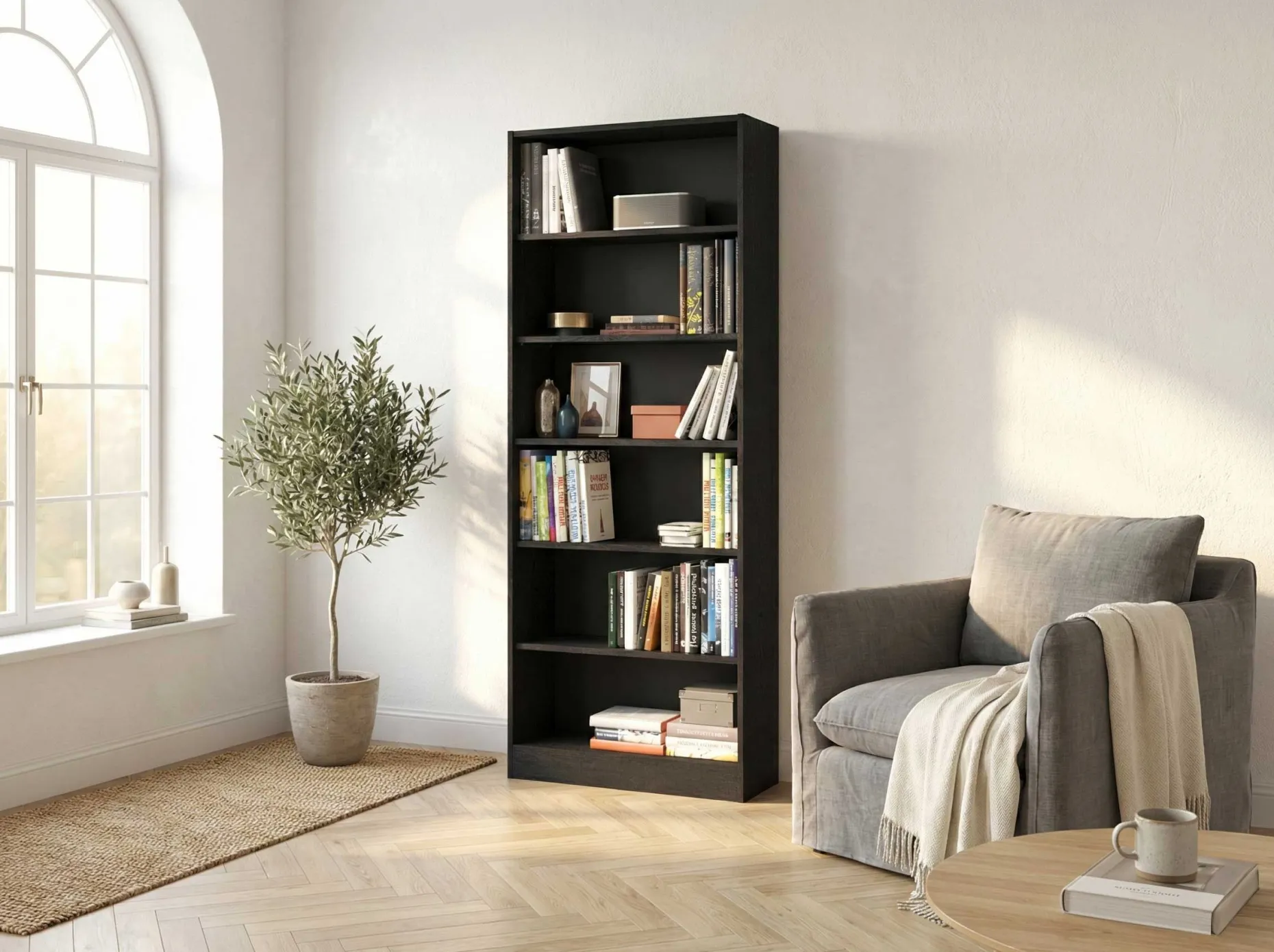 Hobby-Bücherregal 198 cm-5 Fachböden-schwarz