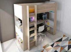 Hochbett Beau mit Schreibtisch - weiß