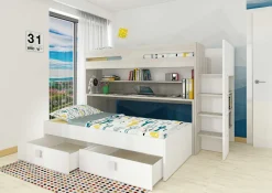 Hochbett Billy mit Schreibtisch - weiß