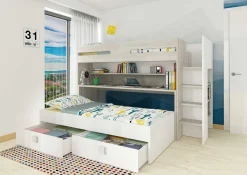 Hochbett Billy mit Schreibtisch - weiß