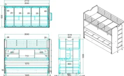 Hochbett Bonny 80 mit Schreibtisch und Bettkasten - weiß