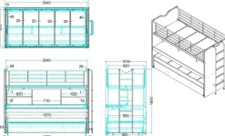 Hochbett Bonny 80 mit Schreibtisch und Bettkasten - blau