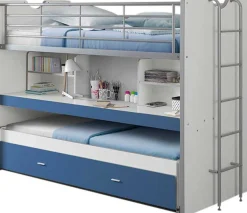 Hochbett Bonny 80 mit Schreibtisch und Bettkasten - blau