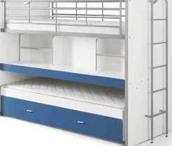 Hochbett Bonny 80 mit Schreibtisch und Bettkasten - blau